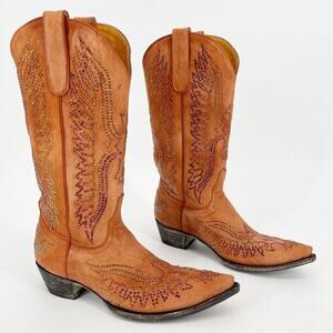 Old Gringo Mango Orange Eagle Swarovski Crystal Western Cowgirl Boot size 7.5